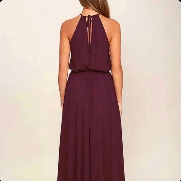 Lulus purple halter neck maxi dress front‎ side slit size S Fairycore Bridesmaid - Picture 11 of 12